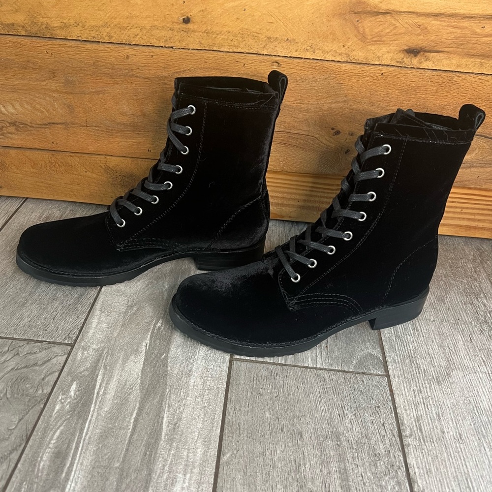 Frye Veronica Velvet Combat Boots - Picture 3 of 11